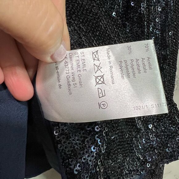St. Emile Blue Sequin Short Cropped Jacket Size 6 - Picture 9 of 10